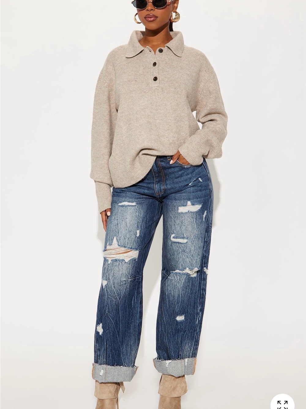 Fashion Nova BEXY destructed barrel wide leg jeans dark wash size 9 NWT